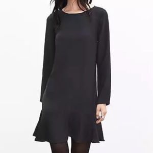 Banana Republic Long Sleeve Shift Dress,ruffle hem